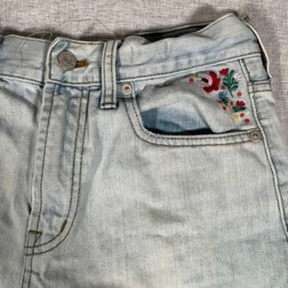 Madewell Embroidered Denim Shorts Women's Floral Perfect Jean Light Wash Size 25 - Picture 5 of 14